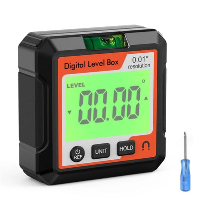 JD10 Digital Level Box Mini Angle Finder Magnetic Base LCD Bevel Gauge Inclinometer for Carpentry, with Bubble