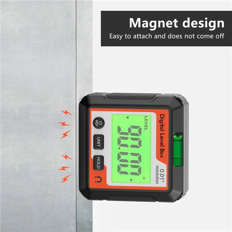 JD10 Digital Level Box Mini Angle Finder Magnetic Base LCD Bevel Gauge Inclinometer for Carpentry, with Bubble