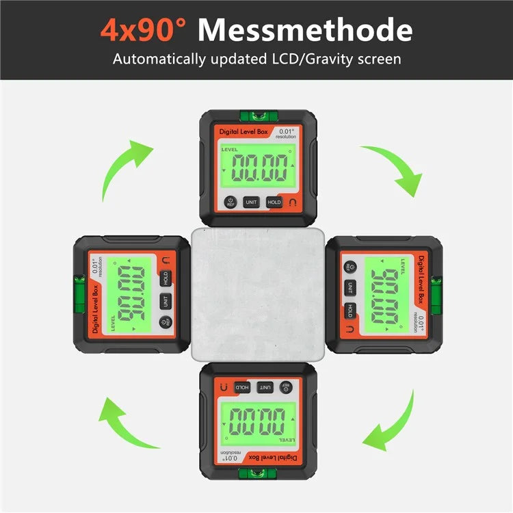 JD10 Digital Level Box Mini Angle Finder Magnetic Base LCD Bevel Gauge Inclinometer for Carpentry, with Bubble
