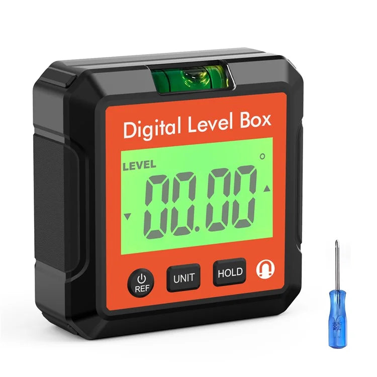 JD10 Digital Level Box Mini Angle Finder Magnetic Base LCD Bevel Gauge Inclinometer for Carpentry, with Bubble