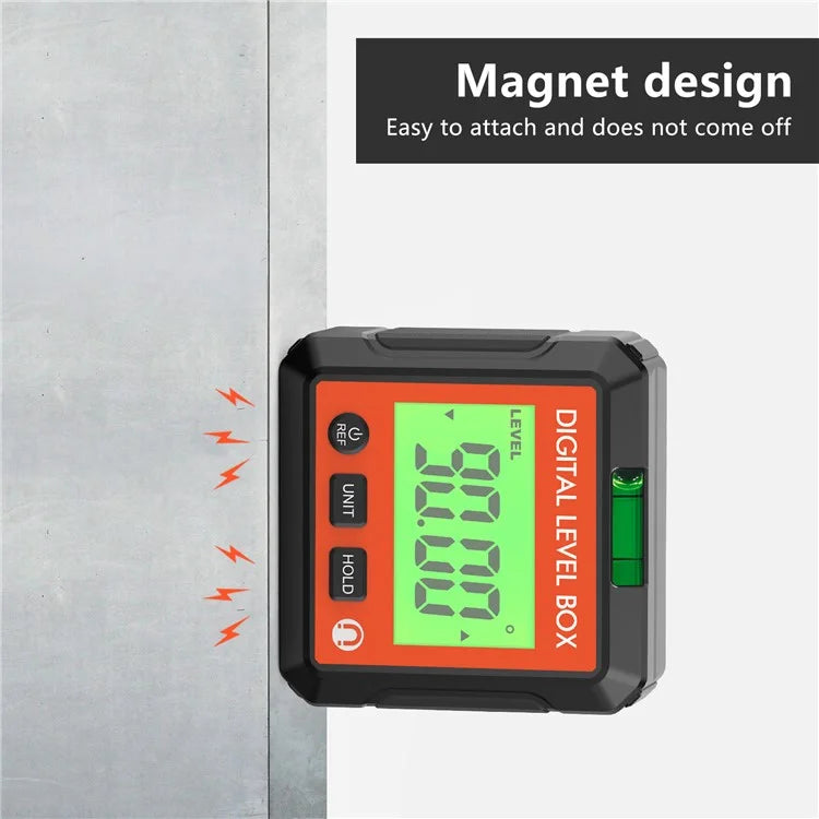 JD10 Digital Level Box Mini Angle Finder Magnetic Base LCD Bevel Gauge Inclinometer for Carpentry, with Bubble