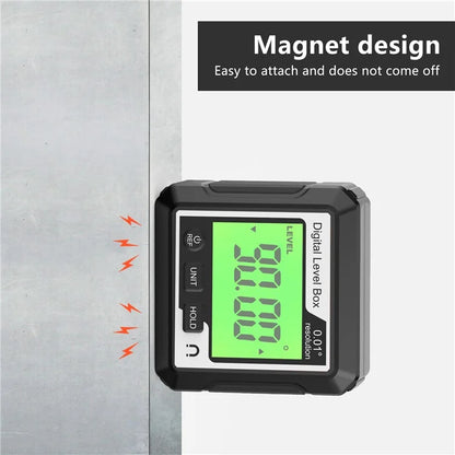 JD10 Digital Level Box Mini Angle Finder Magnetic Base LCD Bevel Gauge Inclinometer for Carpentry, without Bubble