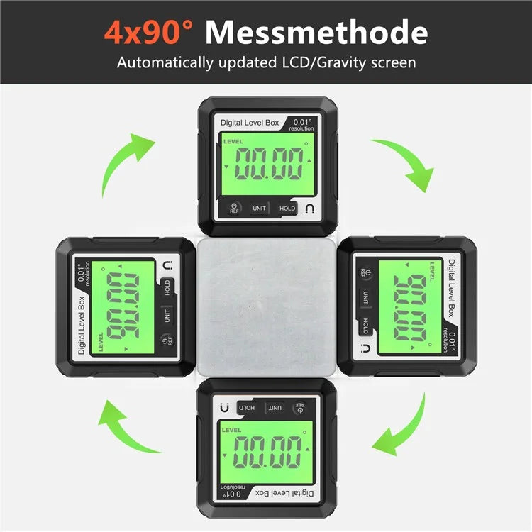 JD10 Digital Level Box Mini Angle Finder Magnetic Base LCD Bevel Gauge Inclinometer for Carpentry, without Bubble