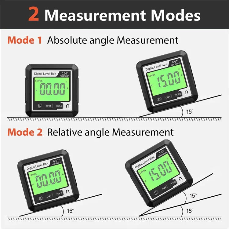 JD10 Digital Level Box Mini Angle Finder Magnetic Base LCD Bevel Gauge Inclinometer for Carpentry, without Bubble