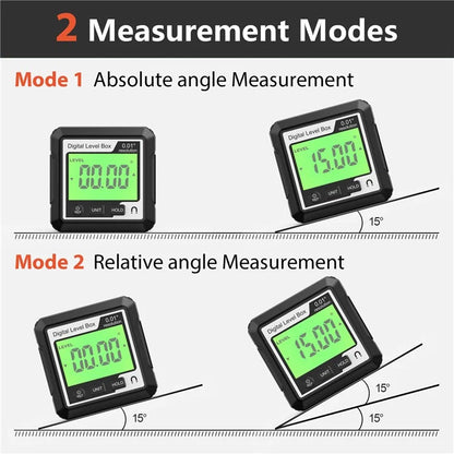 JD10 Digital Level Box Mini Angle Finder Magnetic Base LCD Bevel Gauge Inclinometer for Carpentry, without Bubble