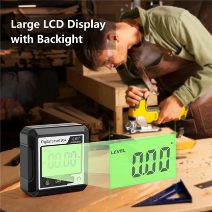 JD10 Digital Level Box Mini Angle Finder Magnetic Base LCD Bevel Gauge Inclinometer for Carpentry, without Bubble