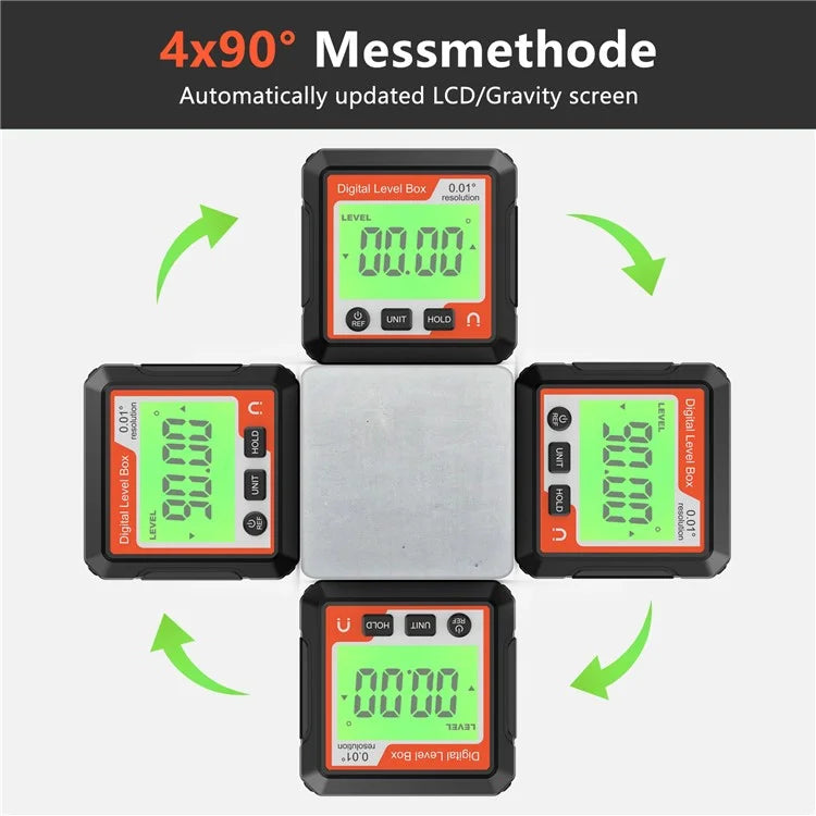 JD10 Digital Level Box Mini Angle Finder Magnetic Base LCD Bevel Gauge Inclinometer for Carpentry, without Bubble