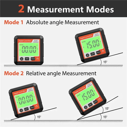 JD10 Digital Level Box Mini Angle Finder Magnetic Base LCD Bevel Gauge Inclinometer for Carpentry, without Bubble