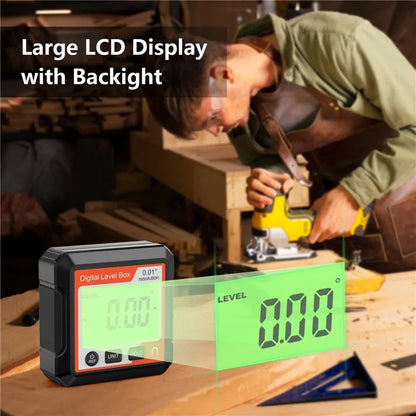 JD10 Digital Level Box Mini Angle Finder Magnetic Base LCD Bevel Gauge Inclinometer for Carpentry, without Bubble