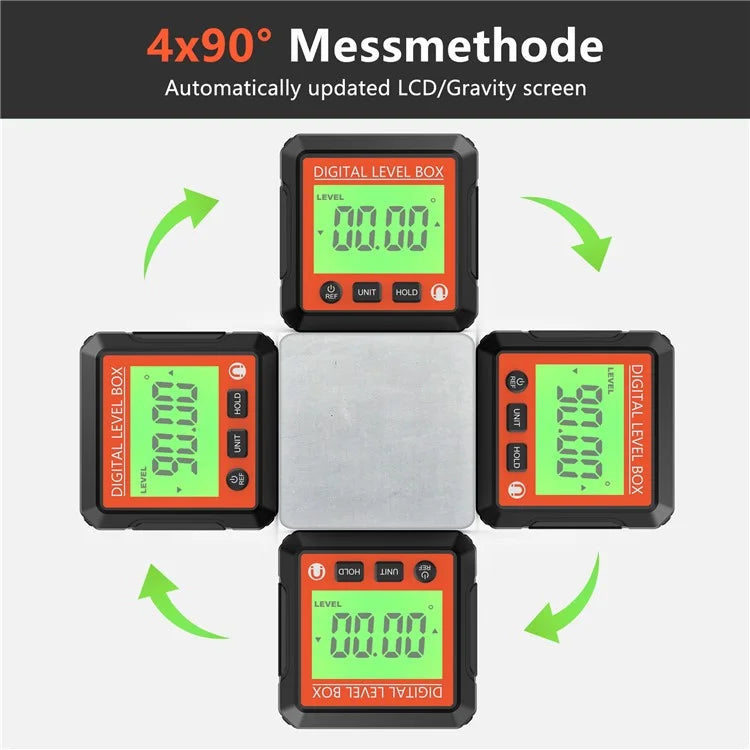 JD10 Digital Level Box Mini Angle Finder Magnetic Base LCD Bevel Gauge Inclinometer for Carpentry, without Bubble