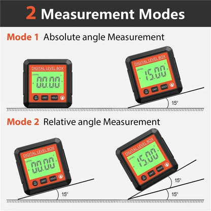JD10 Digital Level Box Mini Angle Finder Magnetic Base LCD Bevel Gauge Inclinometer for Carpentry, without Bubble