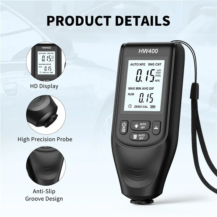 HW400 Automobile Thickness Gauge Car Paint Tester Thickness Coating Measuring Tool