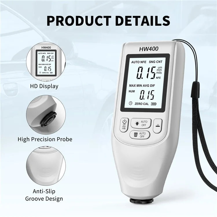 HW400 Automobile Thickness Gauge Car Paint Tester Thickness Coating Measuring Tool
