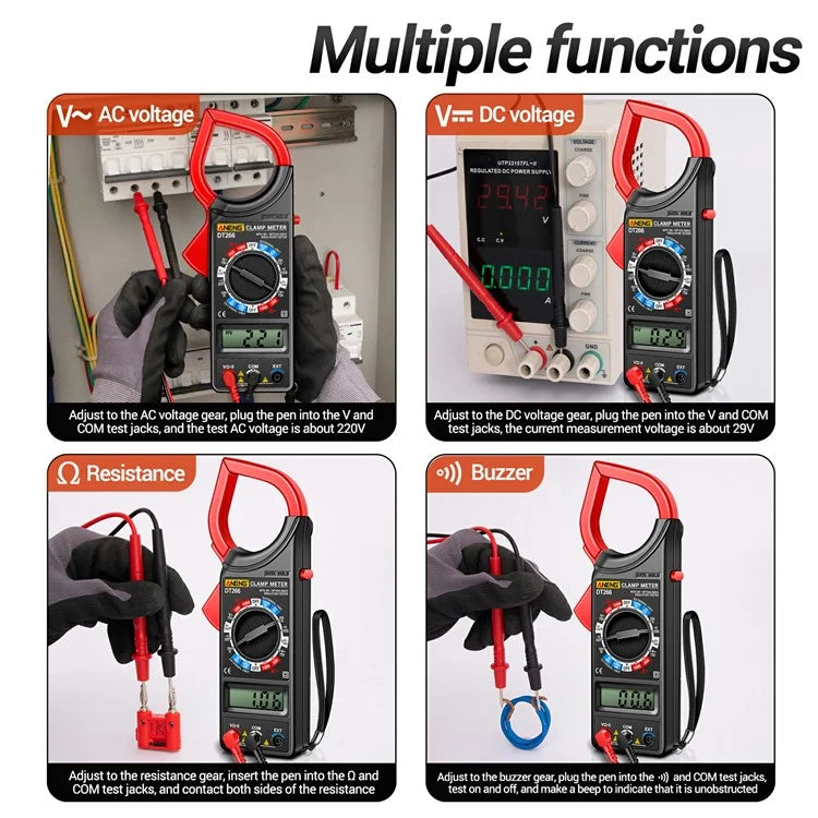 ANENG DT266 Digital Clamp Meter Voltage Current Resistance Tester 1999 Counts Multimeter