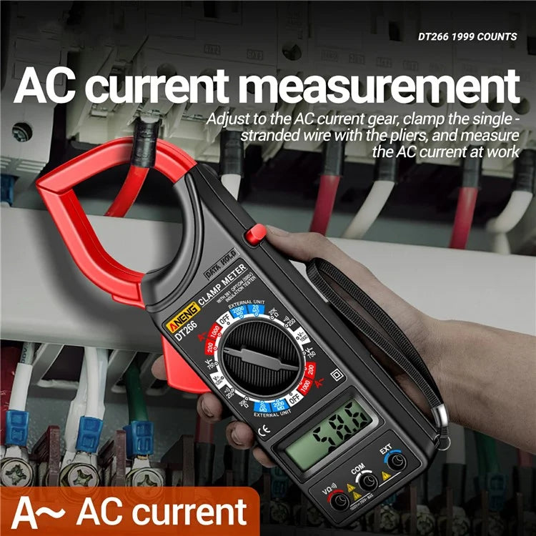 ANENG DT266 Digital Clamp Meter Voltage Current Resistance Tester 1999 Counts Multimeter