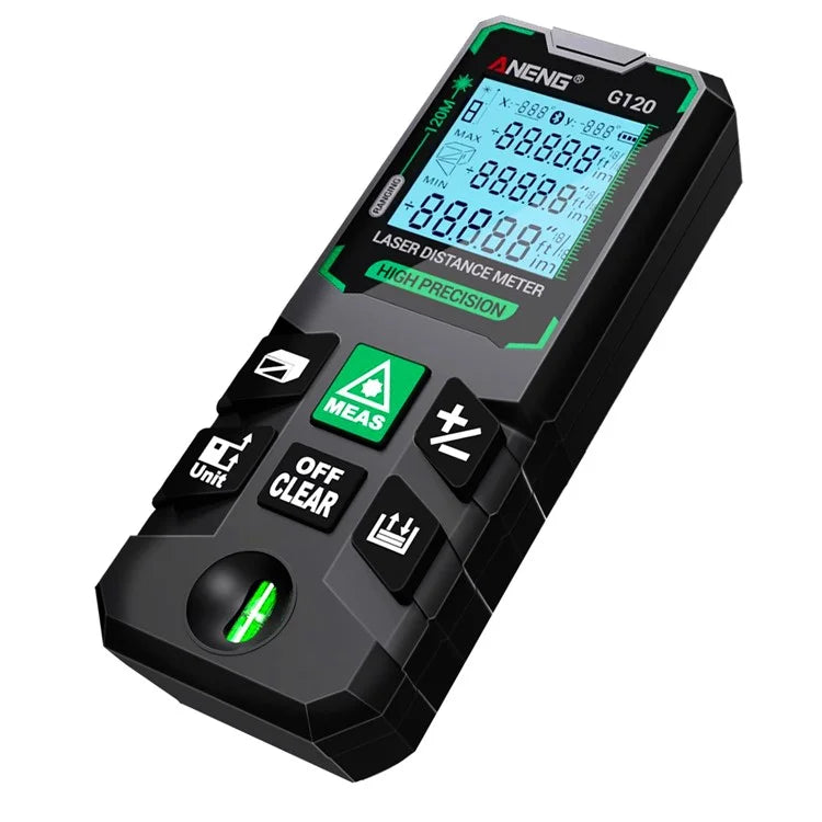 ANENG G120 Portable Handheld Laser Rangefinder 120m Measuremen Range Green Beam Laser Distance Measure Tool