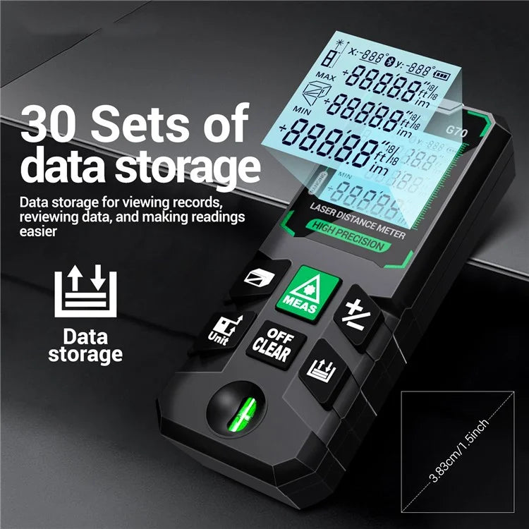 ANENG G70 Portable Handheld Laser Rangefinder 70m Measuremen Range Green Beam Laser Distance Measure Tool