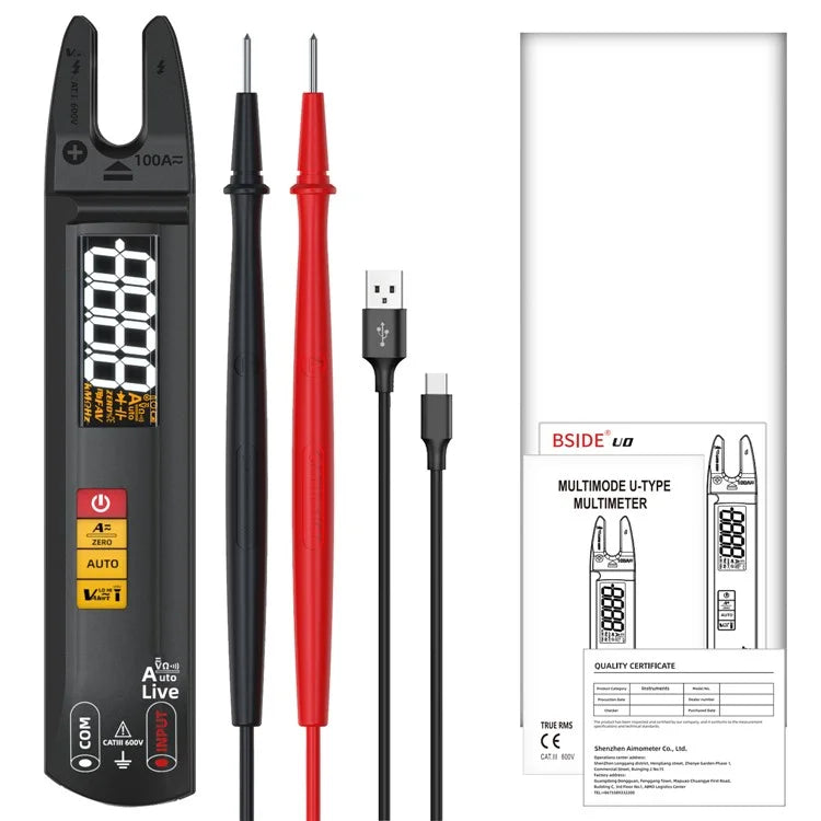 BSIDE U0 Digital Clamp Meter Fork DC AC Smart Ammeter T-RMS Current Auto Multimeter Voltage Ohm Electrical Tester