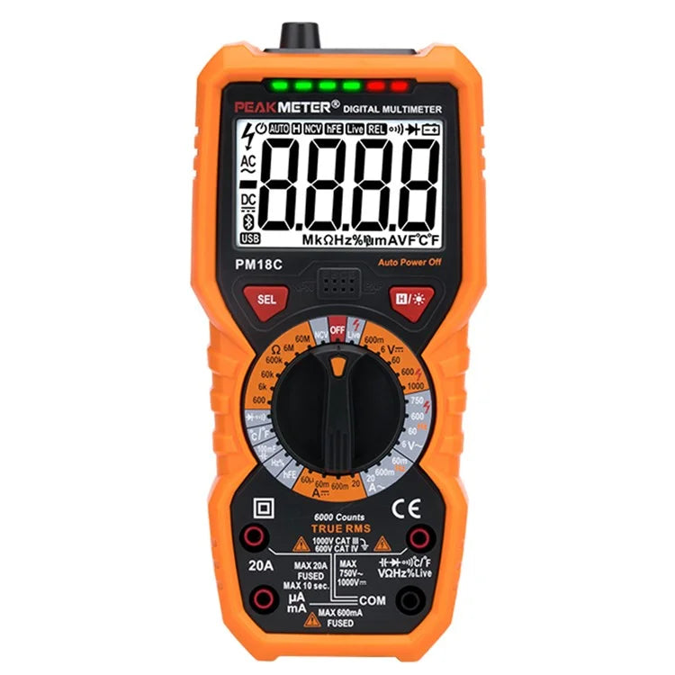 PEAKMETER PM18C Multimeter High-Precision Digital Display Voltage Current Resistance Tester