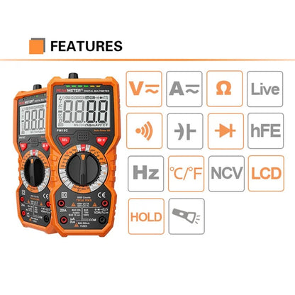 PEAKMETER PM18C Multimeter High-Precision Digital Display Voltage Current Resistance Tester