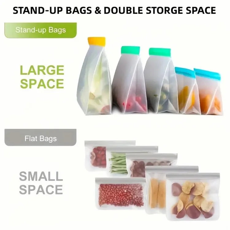 3Pcs / Set S+M+L Kitchen Refrigerator Storage Bag PEVA Food Fresh-Keeping Sealing Pouch (BPA-Free, No FDA Certified)