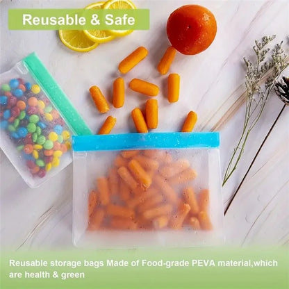 10Pcs / Set S+M+L Kitchen Refrigerator Storage Bag PEVA Food Fresh-Keeping Sealing Pouch (BPA-Free, No FDA Certified)