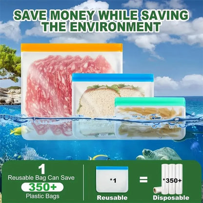 10Pcs / Set S+M+L Kitchen Refrigerator Storage Bag PEVA Food Fresh-Keeping Sealing Pouch (BPA-Free, No FDA Certified)