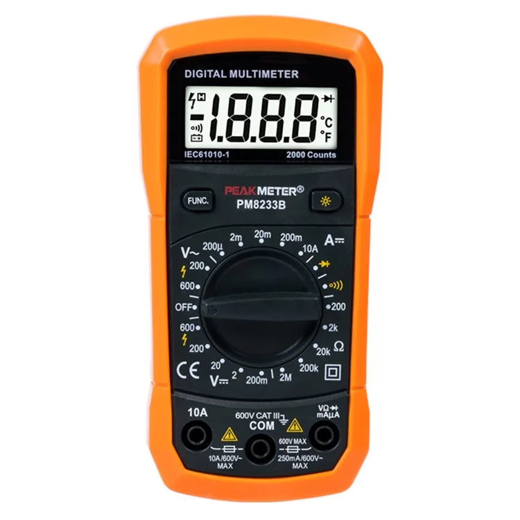 PEAKMETER PM8233B Pocket Size LCD Display Digital Multimeter AC / DC Voltage Tester with Backlit