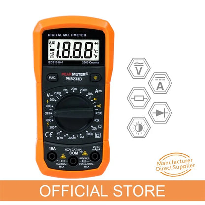PEAKMETER PM8233B Pocket Size LCD Display Digital Multimeter AC / DC Voltage Tester with Backlit