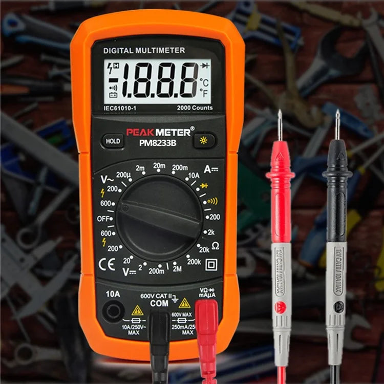 PEAKMETER PM8233B Pocket Size LCD Display Digital Multimeter AC / DC Voltage Tester with Backlit