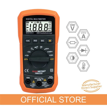 PEAKMETER PM8233D Handheld Digital Multimeter High Precision Household Universal Meter