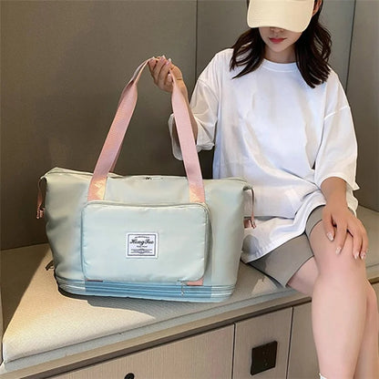 HT-237 Folding Design Oxford Cloth Handbag Gym Tote Bag Travel Weekender Hand Bag