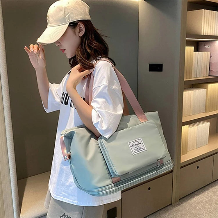 HT-237 Folding Design Oxford Cloth Handbag Gym Tote Bag Travel Weekender Hand Bag
