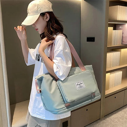 HT-237 Folding Design Oxford Cloth Handbag Gym Tote Bag Travel Weekender Hand Bag