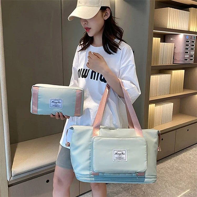 HT-237 Folding Design Oxford Cloth Handbag Gym Tote Bag Travel Weekender Hand Bag