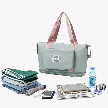 HT-237 Folding Design Oxford Cloth Handbag Gym Tote Bag Travel Weekender Hand Bag