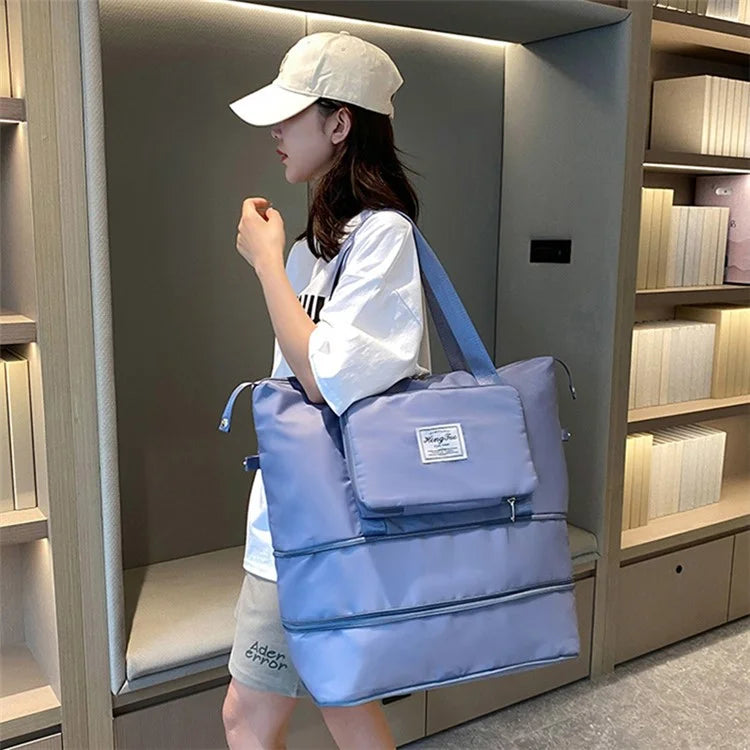 HT-237 Folding Design Oxford Cloth Handbag Gym Tote Bag Travel Weekender Hand Bag