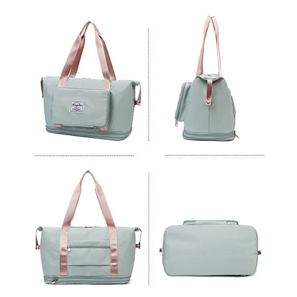 HT-237 Folding Design Oxford Cloth Handbag Gym Tote Bag Travel Weekender Hand Bag