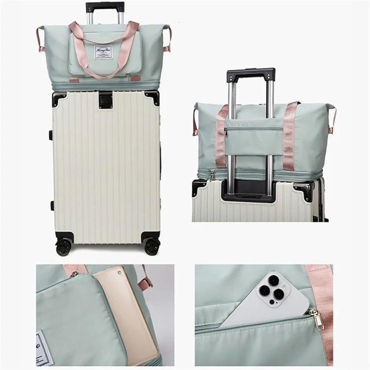 HT-237 Folding Design Oxford Cloth Handbag Gym Tote Bag Travel Weekender Hand Bag