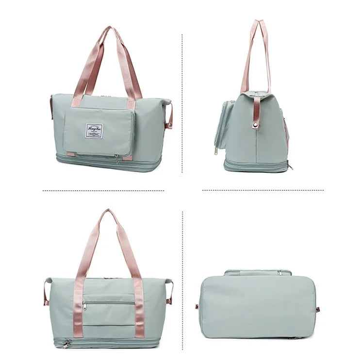 HT-237 Folding Design Oxford Cloth Handbag Gym Tote Bag Travel Weekender Hand Bag