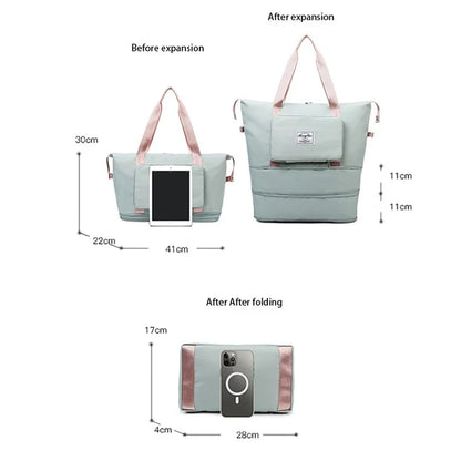 HT-237 Folding Design Oxford Cloth Handbag Gym Tote Bag Travel Weekender Hand Bag