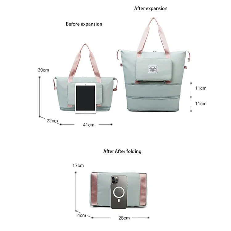 HT-237 Folding Design Oxford Cloth Handbag Gym Tote Bag Travel Weekender Hand Bag