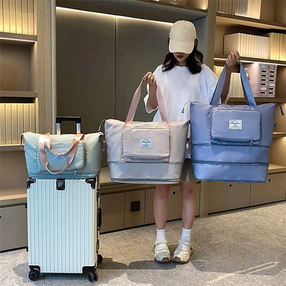 HT-237 Folding Design Oxford Cloth Handbag Gym Tote Bag Travel Weekender Hand Bag
