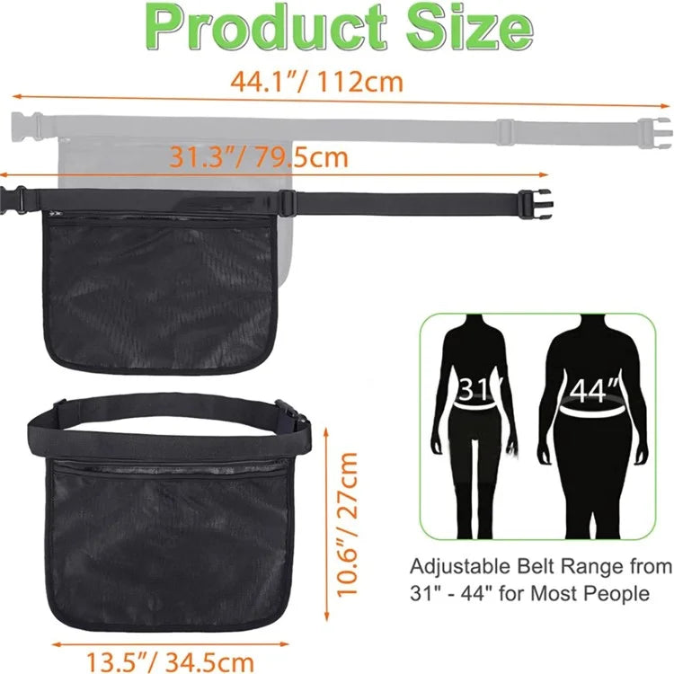 Portable Oxford Cloth Tennis Bag Holder Mesh Fanny Pack Phone Keys Storage Waist Bag