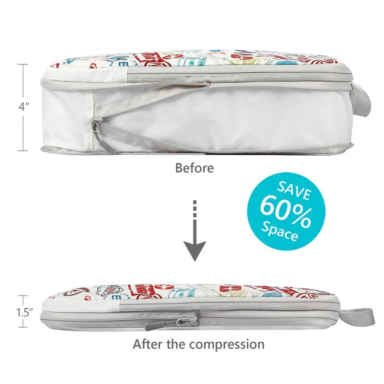 4PCS Travel Clothes Toiletries Packing Organizers Nylon Packing Cubes Set Compression Storage Bags