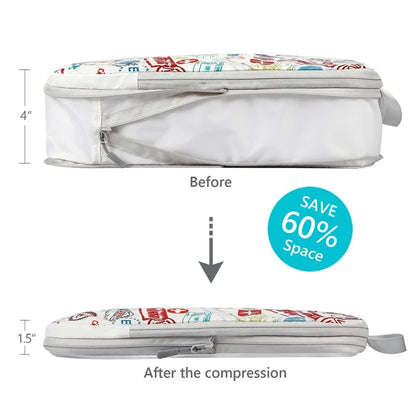 4PCS Travel Clothes Toiletries Packing Organizers Nylon Packing Cubes Set Compression Storage Bags