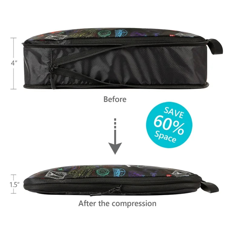 4PCS Travel Clothes Toiletries Packing Organizers Nylon Packing Cubes Set Compression Storage Bags