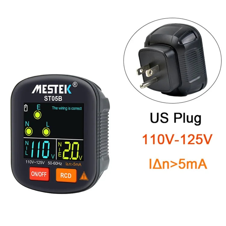 MESTEK ST05 Digital Socket Tester Battery-Operated HD Screen Socket Tester
