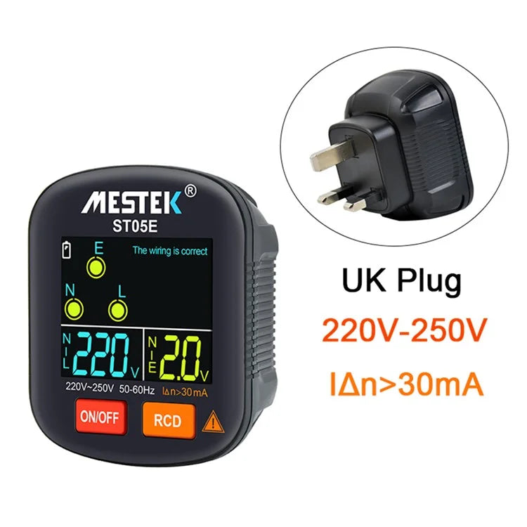 MESTEK ST05 Digital Socket Tester Battery-Operated HD Screen Socket Tester