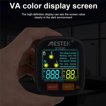 MESTEK ST05 Digital Socket Tester Battery-Operated HD Screen Socket Tester